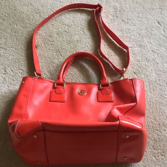 Tory Burch Orange Robinson Double Zip Tote - Picture 5 of 12